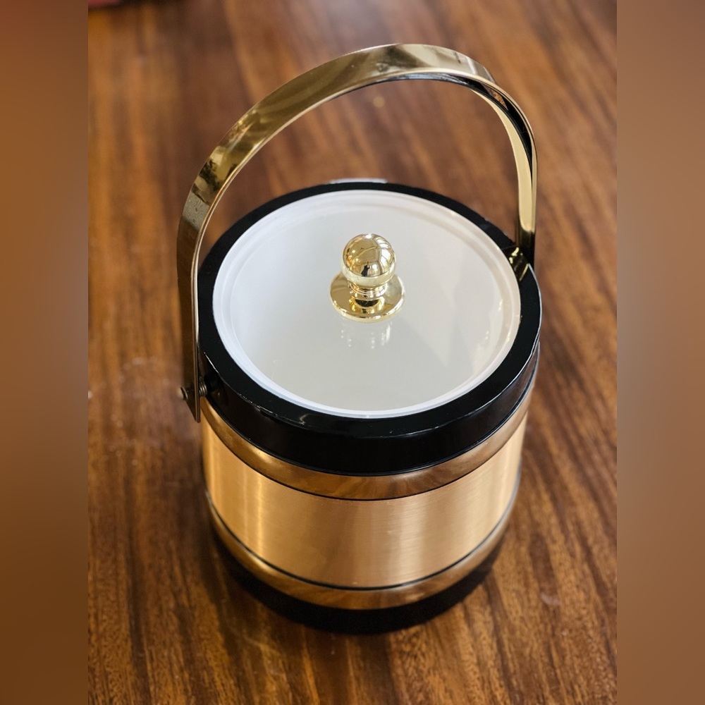 Vintage Luxe Ice Bucket - MCM 11” by Bucket Brigade - Gold & Black MCM